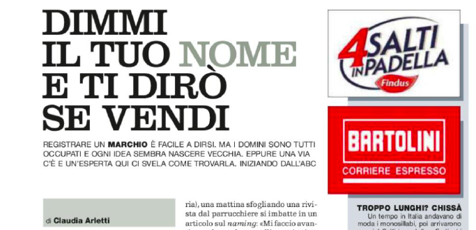 IL VENERDì DI REPUBBLICA PARLA DI NOMI & NAMING