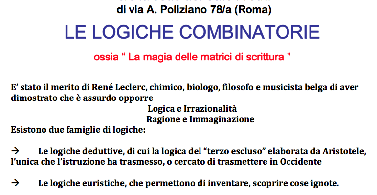 LE LOGICHE COMBINATORIE
